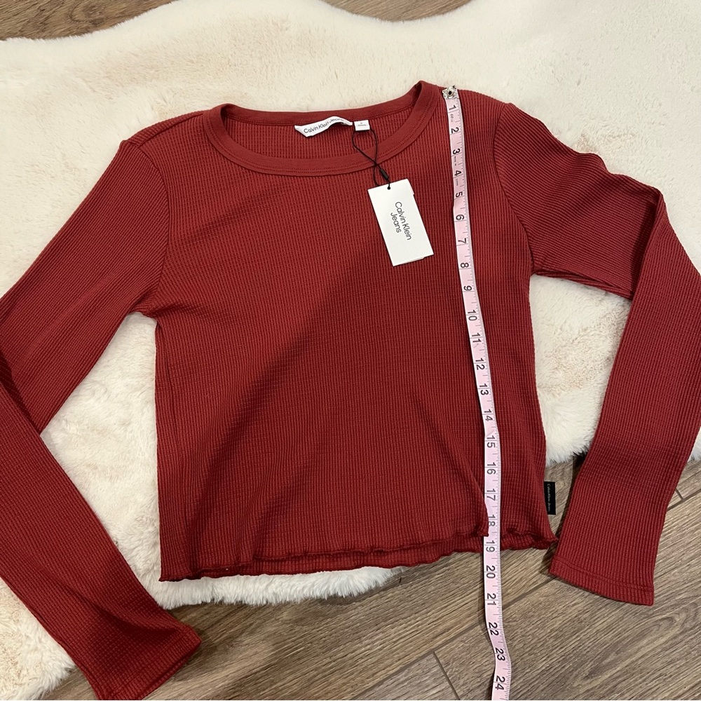 NWT Calvin Klein Long Sleeve Waffle Top Size Medium - Picture 3 of 5